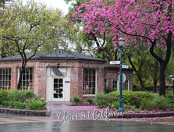 Postcard Claremont Village in Spring at Bonta and Harvard Avenues